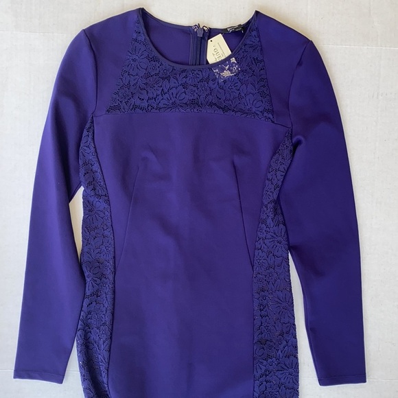 New GUESS BY MARCIANO Mauve Lace-Trim Dress - Picture 6 of 9